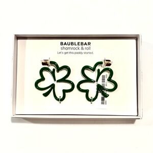 BaubleBar St. Patrick’s Day green clover earrings / NEW in gift box
